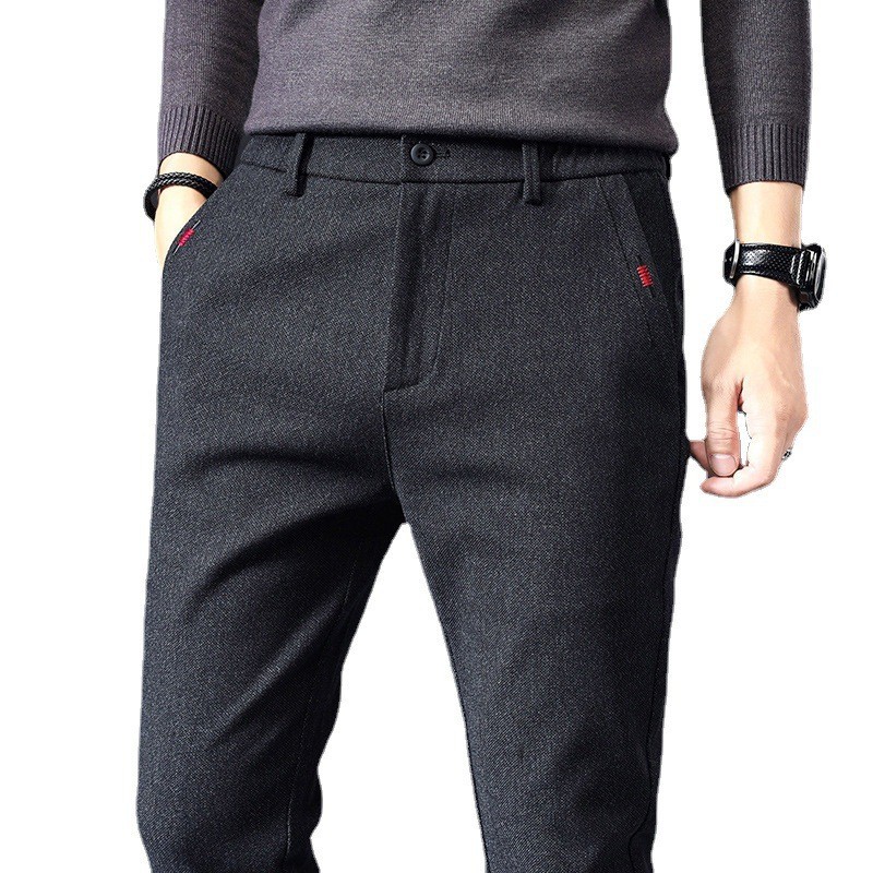 Spring new straight-leg loose casual pants for men's business spring and autumn solid-color casual dress pants and long pants for men Item Picture