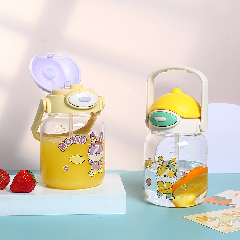 Summer straw glass water cup for girls, high appearance level, cute and creative children's cup, glass cup, large capacity milk cup Specification image