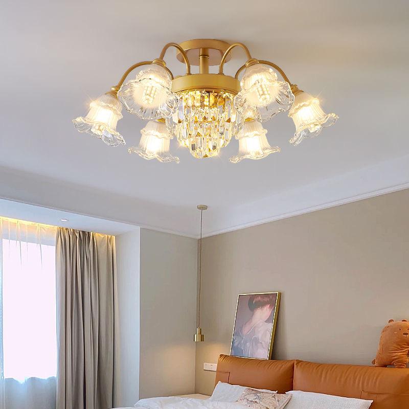 New European Living Room Chandelier Light Luxury Crystal Light American Hall Living Room Light Household Simple Dining Room Bedroom Lamps Specification drawing