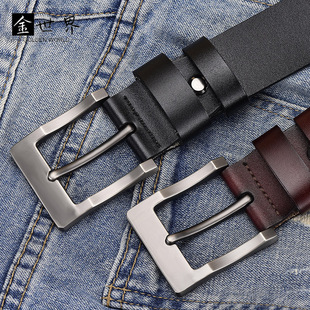 跨境外贸爆款男士真皮皮带 商务男士真皮休闲针扣腰带 压印LOGO带详情14