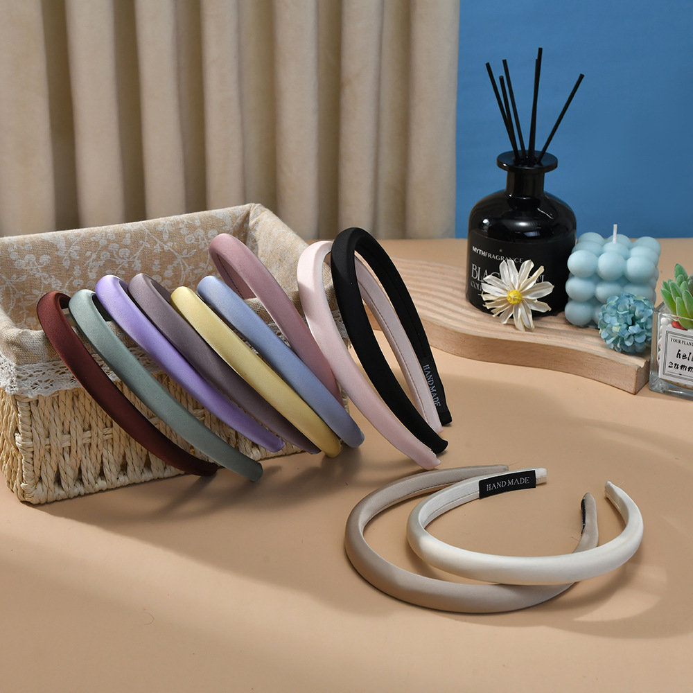 2023 New French glossy solid color sponge fine hairpin headband, a new popular female hairpin headband for washing the face