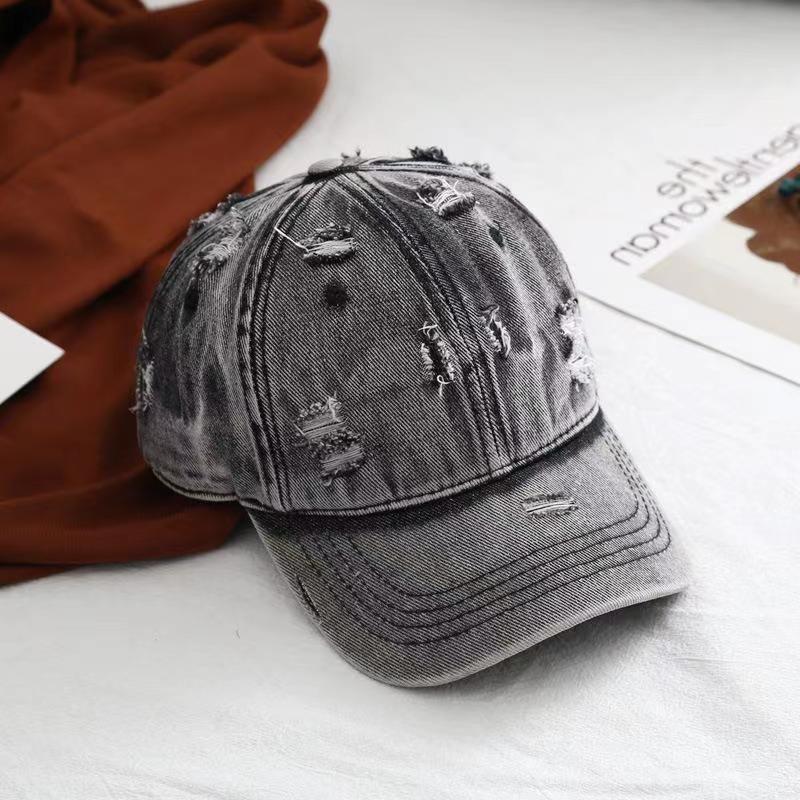 British ripped hat, retro distressed washed denim baseball cap, heavy brim adjustable curved brim baseball cap Application Scenario