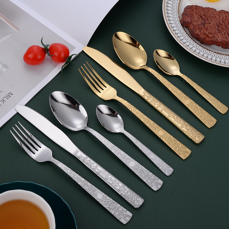 厂家直销不锈钢刀叉勺套装 西餐具4件套套装亚马逊跨境直供产品图