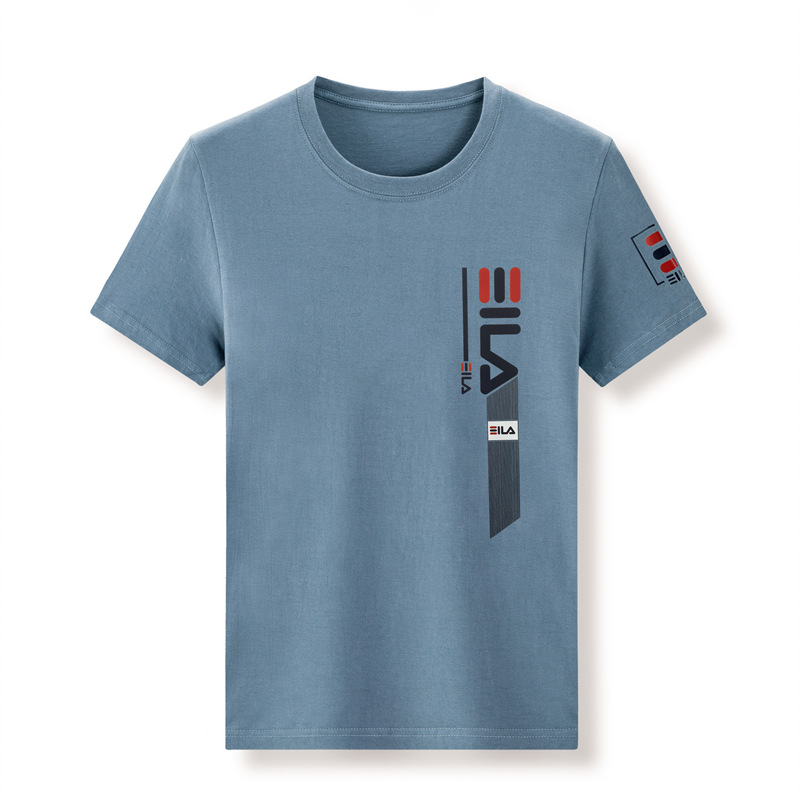 Wholesale combed cotton men's T-shirts, Korean-style round-neck printed pure cotton short-sleeved, trendy and loose half-sleeved T-shirts for young people Item Picture