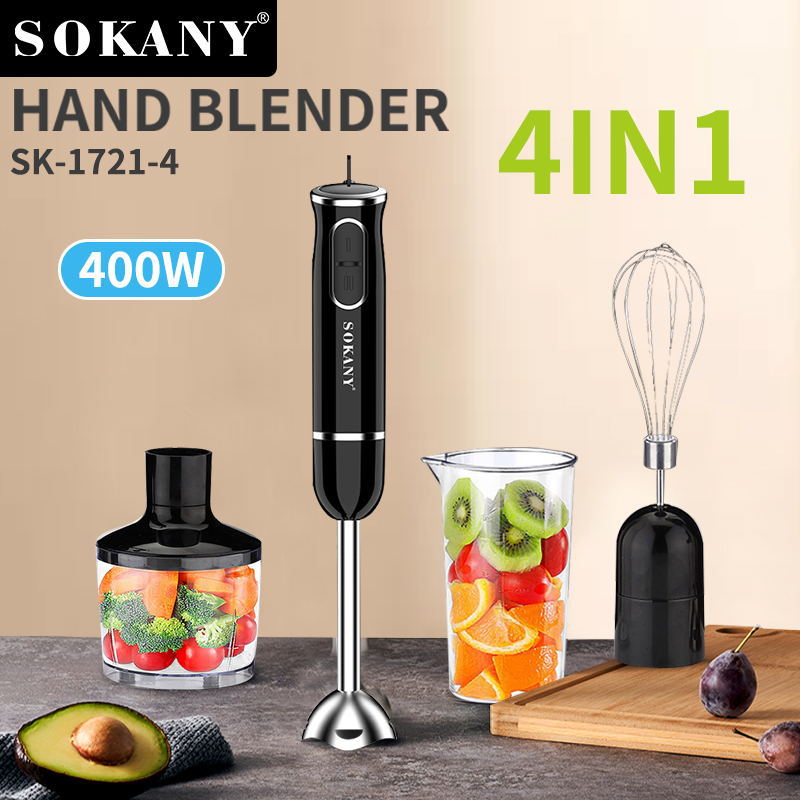 Cross-border Sokany1721-4 cooking stick 4-in-1 multi-functional blender, handheld meat grinder, egg beater and fruit juicer