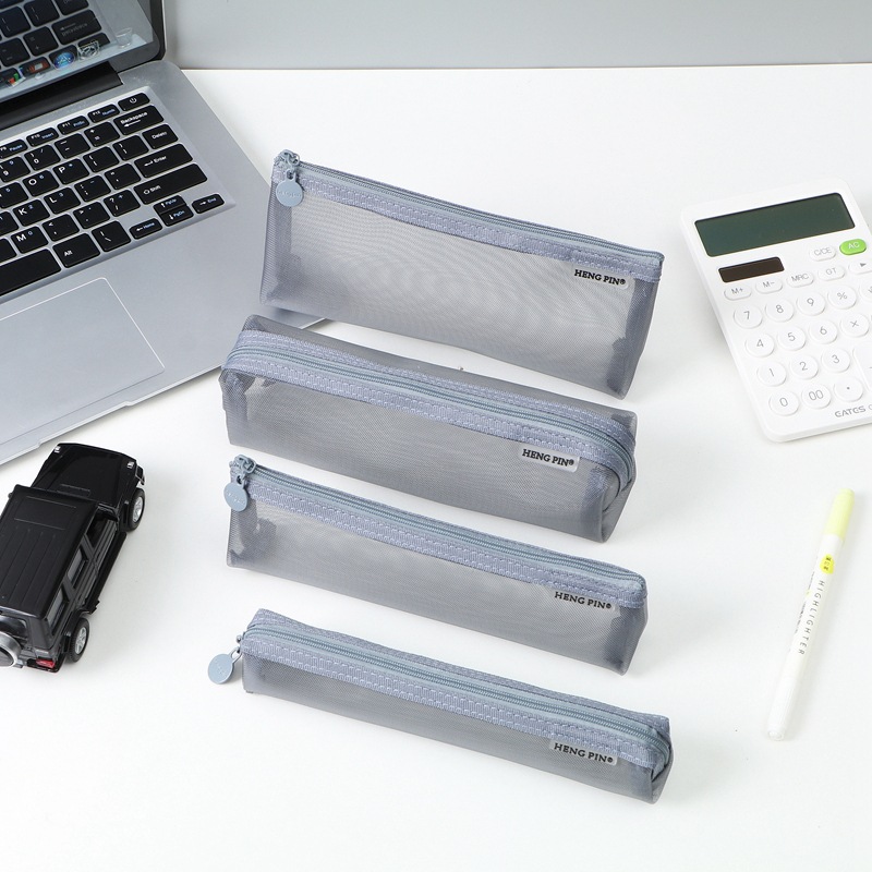 Hengpin Cultural Creation Transparent Mesh Pen Bag Simple Stationery Bag Mesh Nylon Triangle Pencil Bag Boys Girls