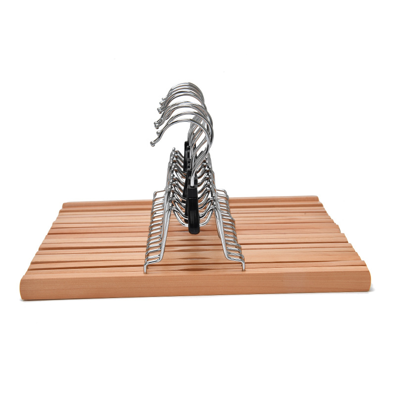 Wooden trouser frame skirt clip, home clothing store, solid wood seamless plywood, anti-slip trouser hanger clip, false hair clip manufacturer wholesale Item Picture