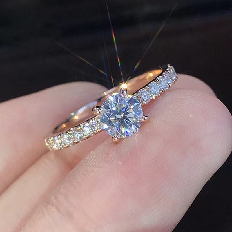 Yunjin deseo aliexpress transfronterizo venta caliente europa y américa simple plateado 925 simulación de plata anillo de diamante zircon anillo de boda