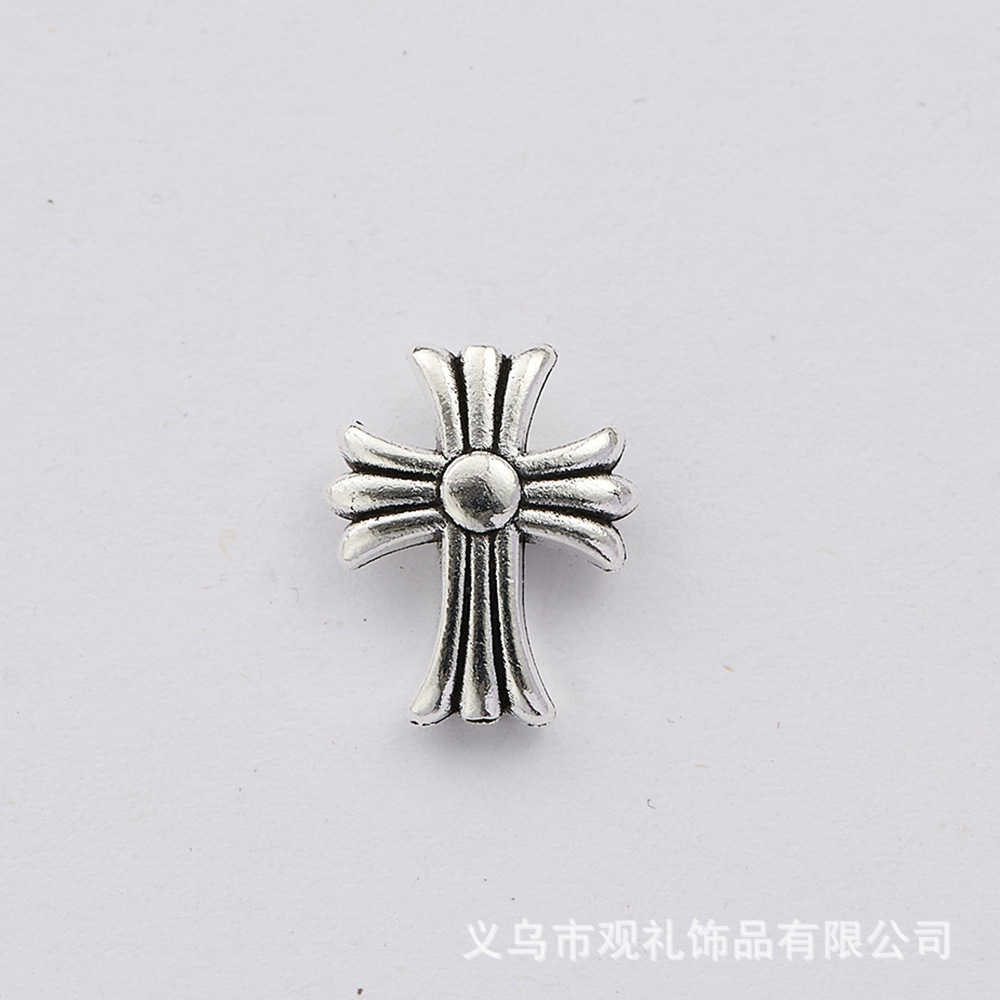 Retro classic Crochet cross straight hole ancient silver collection silver bright silver alloy diy material accessories spacer beads and spacers Item Picture