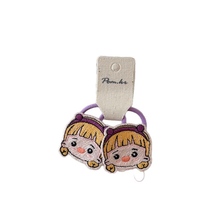 New Korean-style cartoon children's fabric high-elasticity rubber band, cute flower double ponytail matching hair band, sweet hair accessory Item Picture