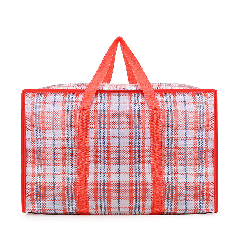 Wholesale large-sized thickened checkered travel packing bags, large-capacity household clothes, cotton quilt storage bags, moving woven bags Item Picture