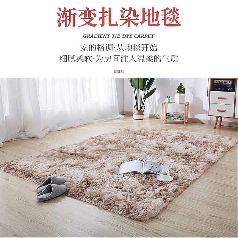 Modern Simple Gradual Change Tie Dye Carpet Home Bedroom Room Long Hair Blanket Dirt Resistant Non-Slip Living Room Carpet details Picture