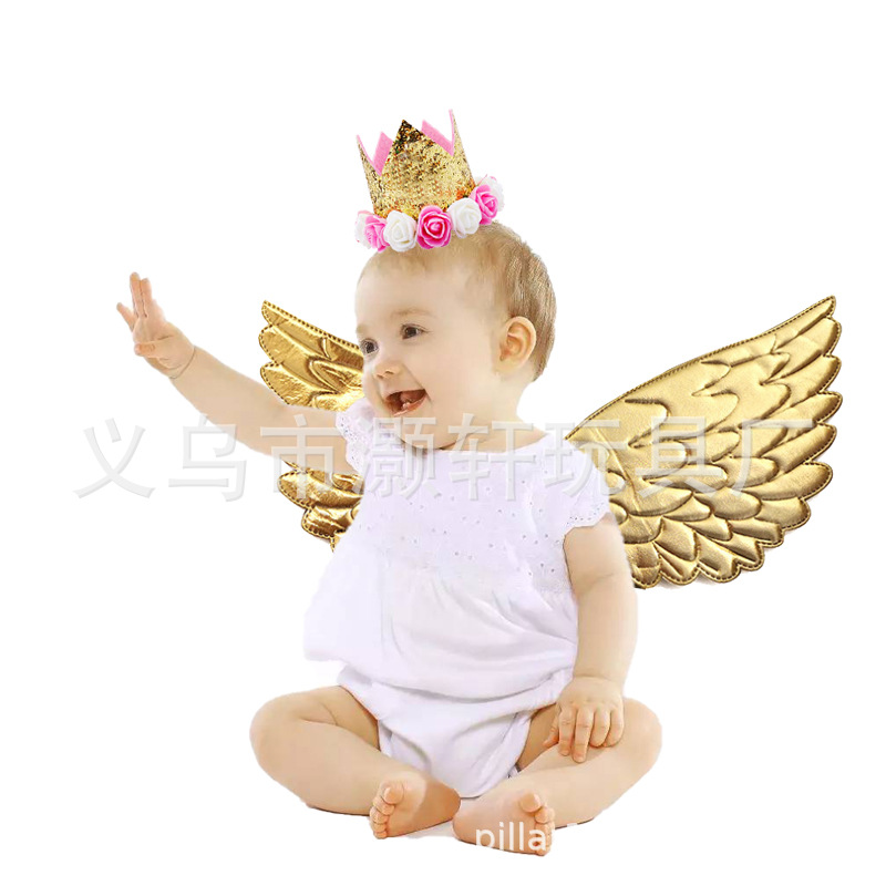 Cross border first birthday party decoration angel AB cloth bronzing size child princess wings Specification drawing