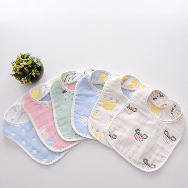 U-shaped baby six-layer good cotton gauze newborn bib, absorbent saliva towel, baby eating bib wholesale 6 Specification image
