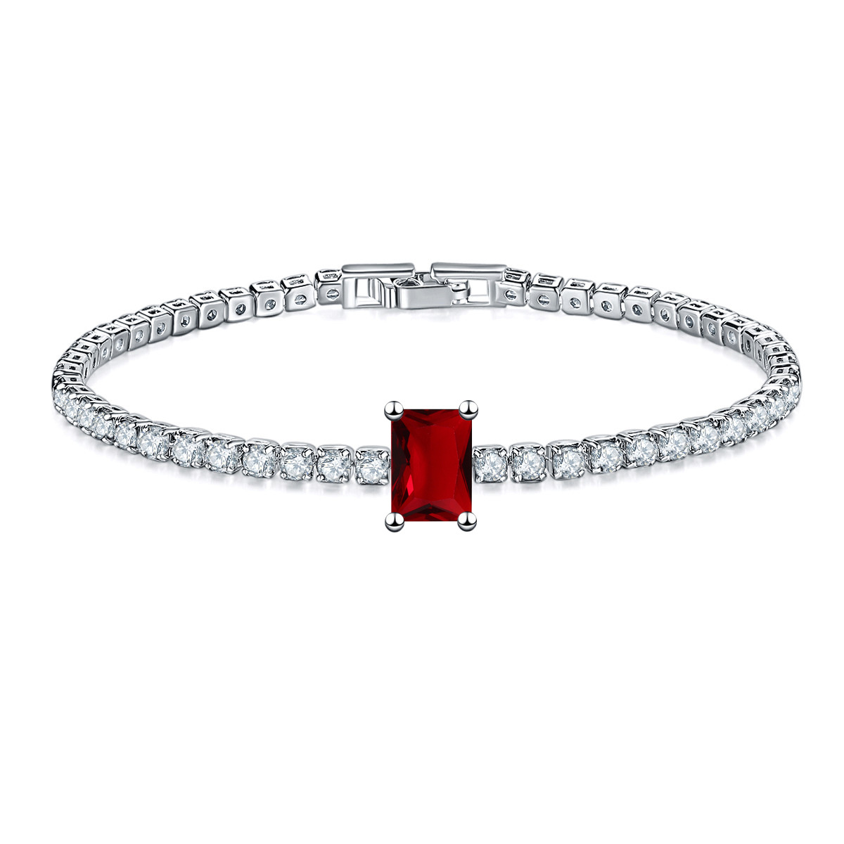 The rectangular full-diamond bracelet of Kashi Jewelry is selling well during a live stream. It is a fashionable and luxurious cross-border creative micro-inlaid zircon jewelry from Europe and America details Picture
