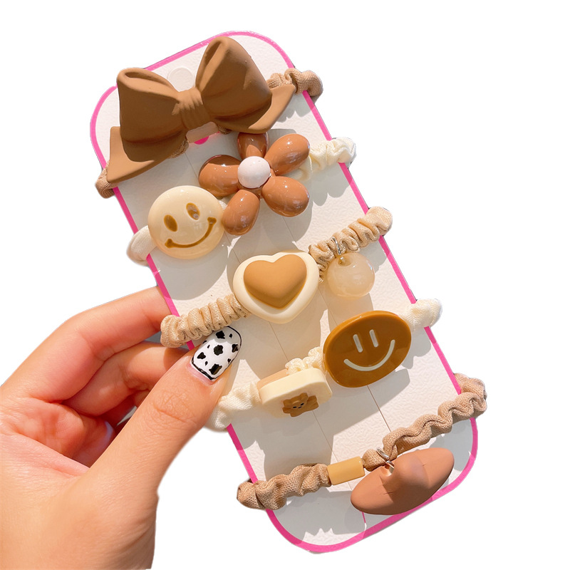 Girls' Rubber Band Milk Coffee Color Bear Hair Band Children Do Not Hurt Korean Version Of The Rubber Band Little Girl Tied High Ponytail Head Rope Item Picture