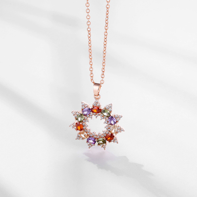 Kas Shi Accessories: Direct sales from the manufacturer of European and American fashionable, super shiny colored zircon necklaces and women's luxurious floral pendants