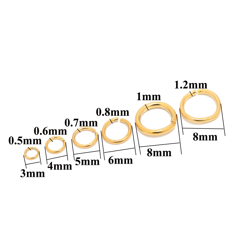 Wholesale 18K gold vacuum color-preserving stainless steel open ring, DIY jewelry connection accessories, closed ring, jump ring details Picture