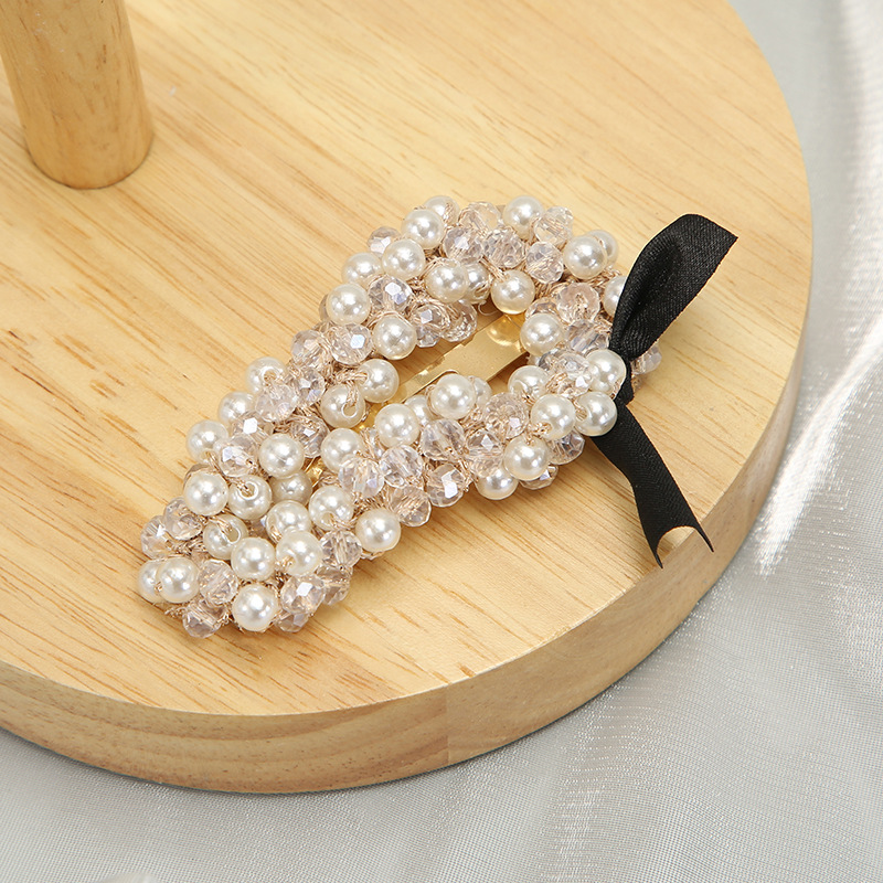 New pearl hair clips, retro small bow straight clips, fashionable Korean-style bangs clips, academic decorative hair clips, and other hair accessories Specification image