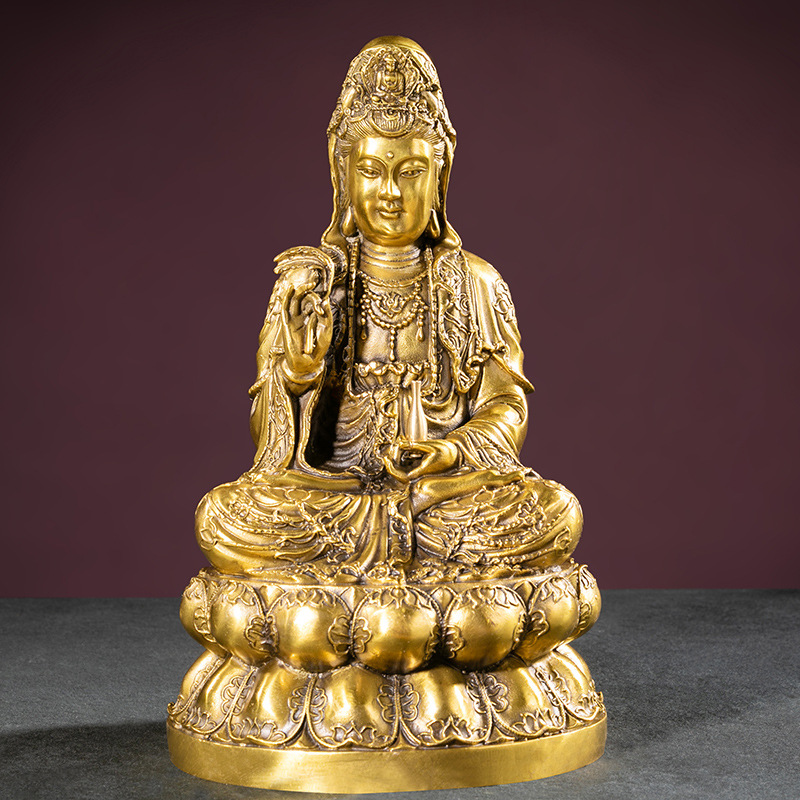 Manufacturers Wholesale Brass Saha Three Holy Copper Avalokitesvara Copper Buddha Copper Tibetan Buddha Decoration Home Blessing Buddha details Picture