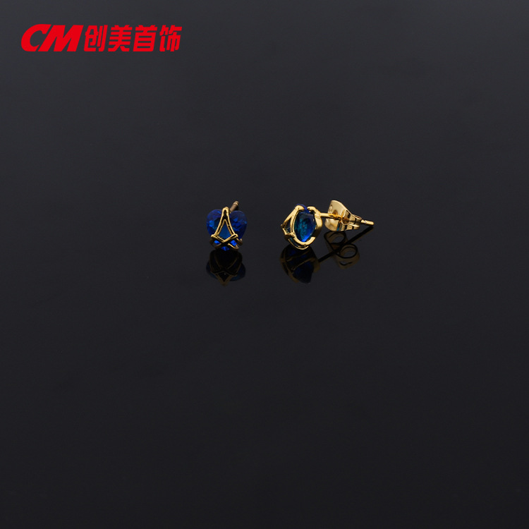 Chuangmei Jewelry's colorful synthetic cubic zirconia heart-shaped stud earrings exude a French retro charm and a high-end feel Application Scenario