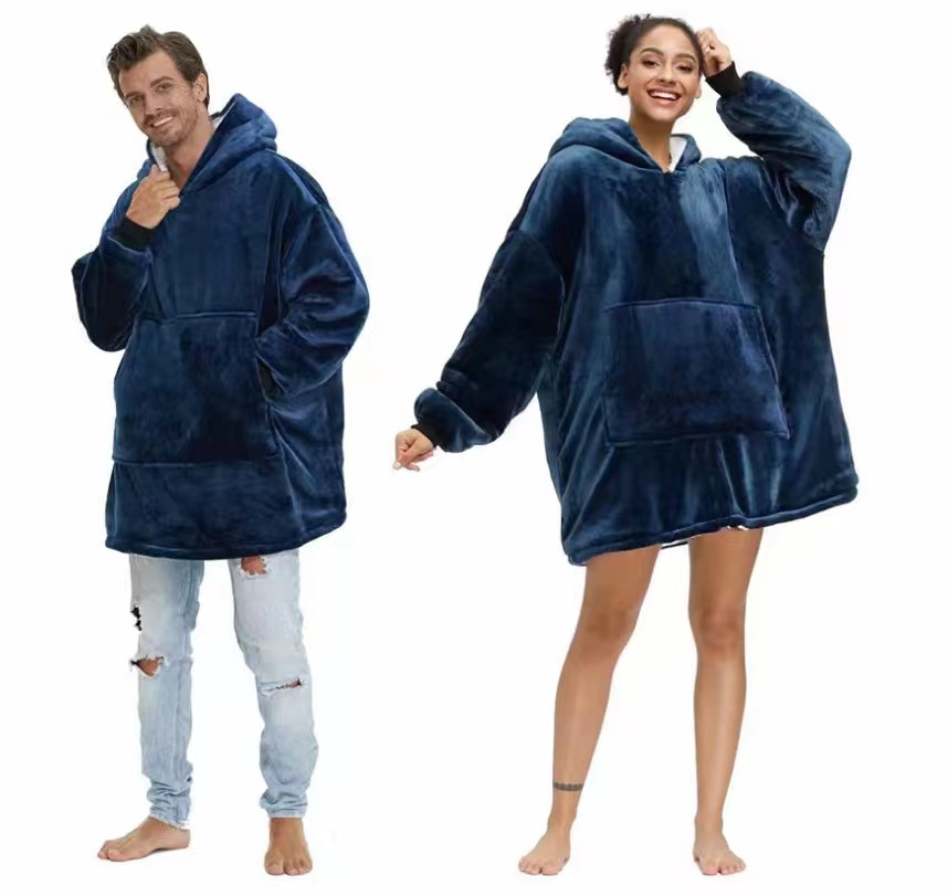Double Lamb Flannel Slacker Hoodie Extra Thick Pajamas Couple's Nightgown Double Slacker Pajamas Item Picture