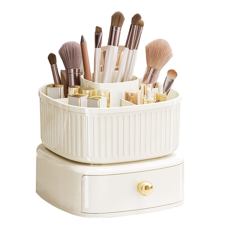 Light Luxury Ultra-Large Capacity Multi-Functional 360-Degree Rotating Makeup Brush Storage Bucket Internet Celebrity Desktop Pen Holder Storage Box Item Picture