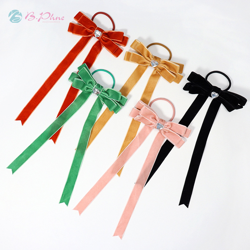 韩国新款网红黑色流苏水钻蝴蝶结发夹女后脑勺发带头饰批发发箍女产品图