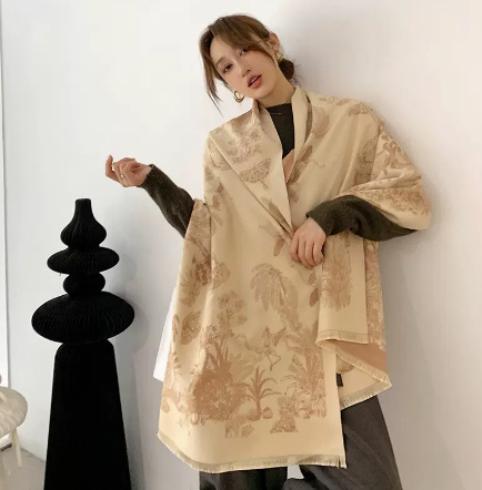 Flower And Bird Picture Elegant Air-Conditioned Room Shawl Scarf Scarf With Imitation Cashmere All Things Bright Office Shoulder Summer Application Scenario