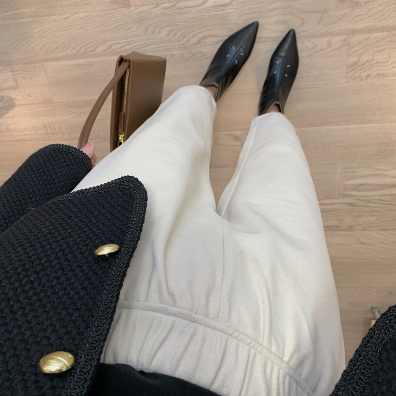 Coffee-colored woolen Harem pants for women, autumn and winter Korean version, 9-point high-waisted, petite, loose and casual, petite grandma radish Item Picture