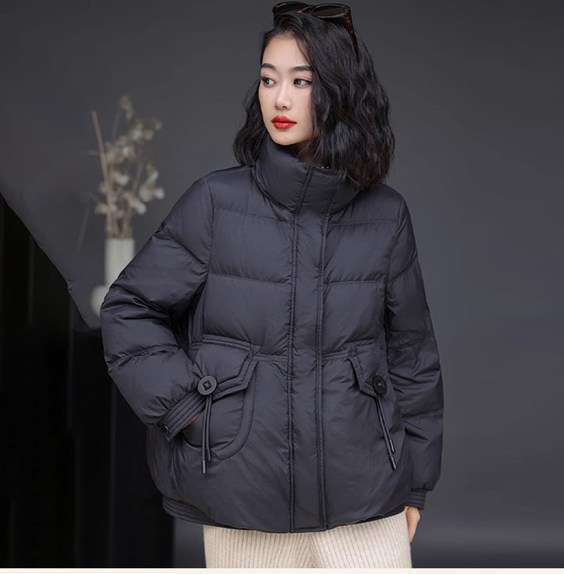 Down jacket for women 2025 Short winter coat, high-end Korean style fashionable white duck down jacket for women pic 4