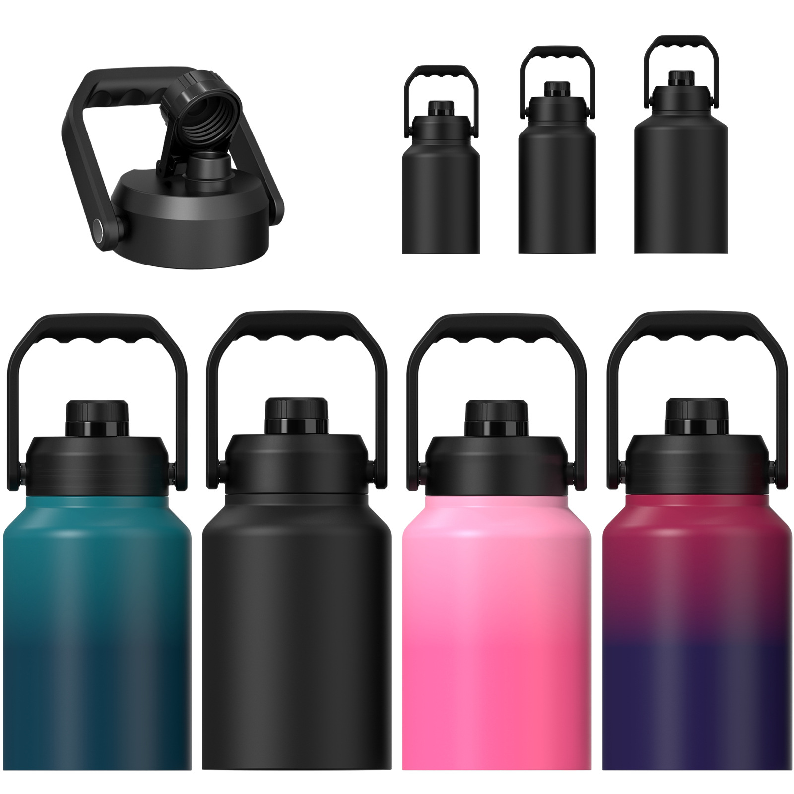 304不锈钢太空壶 64oz大容量保冷冰桶 128oz户外露营运动水壶现货