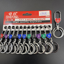 博亚5988中号钥匙扣足球胶面钥匙链BOYA汽车钥匙环合金钥匙圈卡装