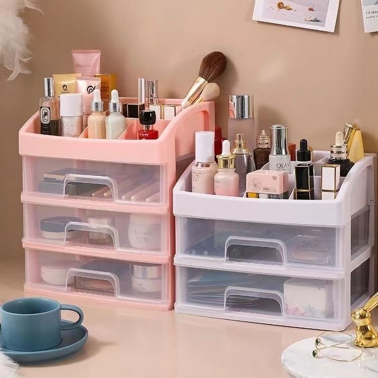 Clear Cosmetics Storage Box Desktop With Drawer Storage Box Dressing Table Lipstick Makeup Box Storage Stationery Storage