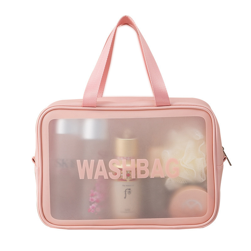 LT Matte waterproof cosmetic bag, Portable storage bag, large-capacity swimming bag, Transparent cosmetics and toiletries bag, Three-piece set Item Picture