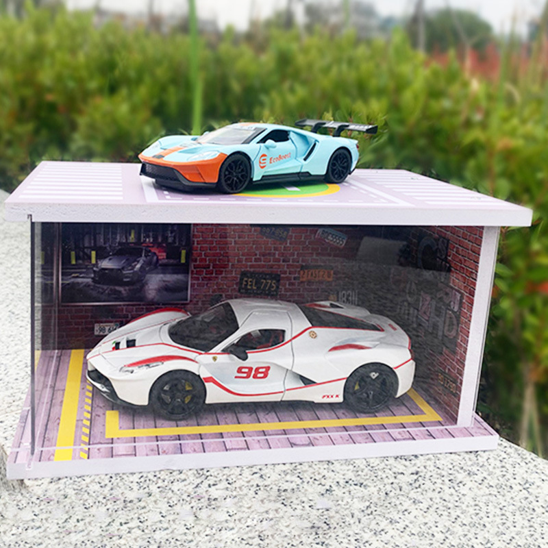 Wholesale foreign trade self-assembly DIY cross-border simulation alloy car model parking lot with light PVC car parking lot suitable for 1:24 assembly background wall decoration storage Specification image