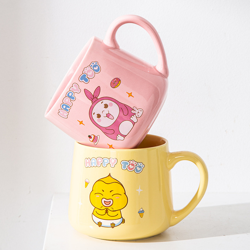 Cartoon officially authorized cute mugs, water cups, summer children's ceramic breakfast milk cups, student birthday gifts Specification image