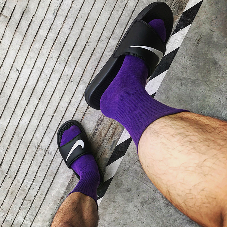 Wholesale solid color men's socks in stock, rainbow-colored street mid-calf socks, simple cotton socks, and personalized sports socks