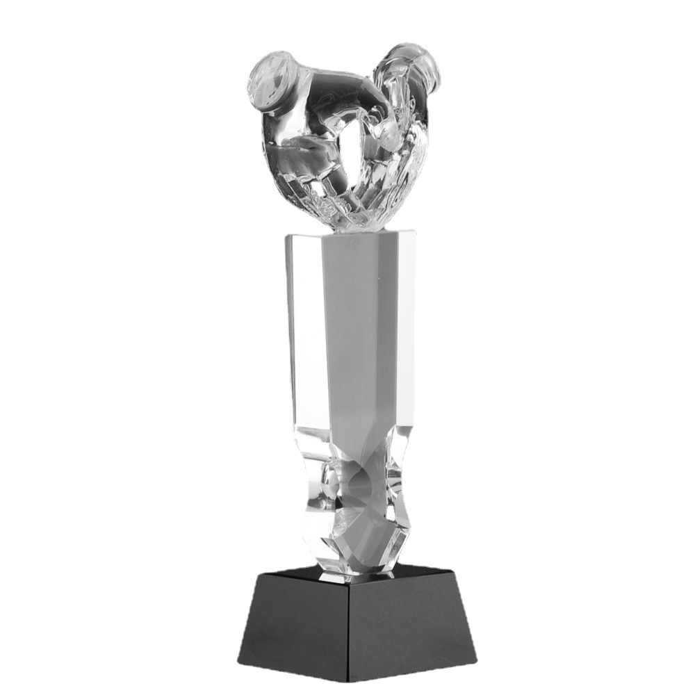 Crystal Glass "Guardian Hand" Crystal Trophy Annual Meeting Reward Competition Event Outstanding Employee Trophy Item Picture