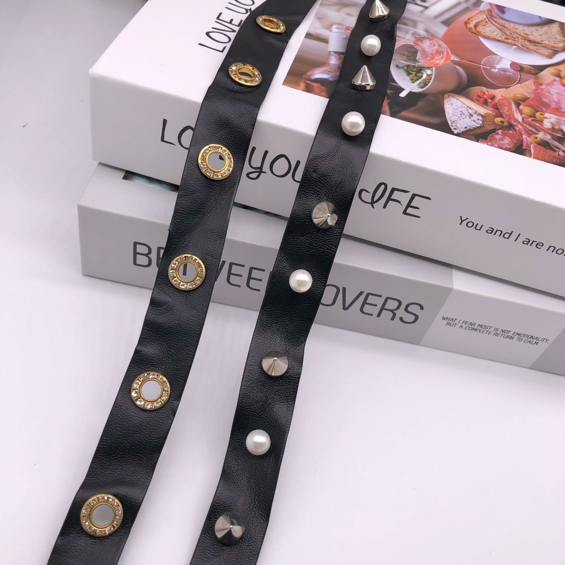 New Spot Europe And The United States Fashion Rivet Clothing Accessories Wholesale Composite Pu Laminate Copper Buckle Air-Eye Webbing full figure
