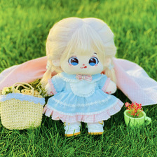 20cm无属性炸毛明星娃娃现货棉花娃娃衣服套装可换装人形玩偶批发