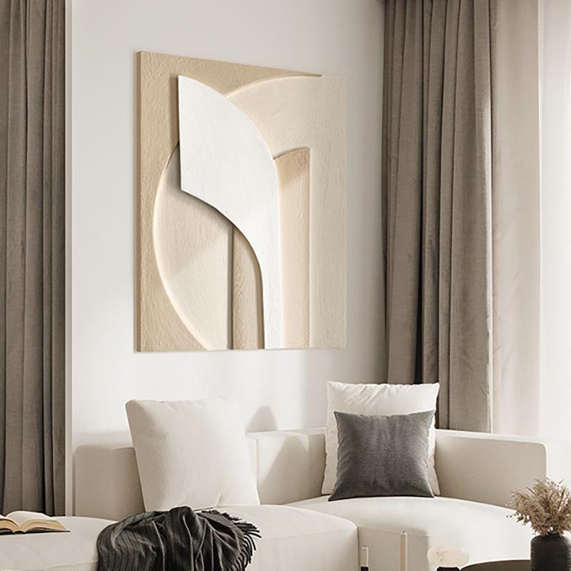 Murphy's original relief "Leisurely" - Morandi decorative painting, modern three-dimensional abstract living room entrance hanging details Picture