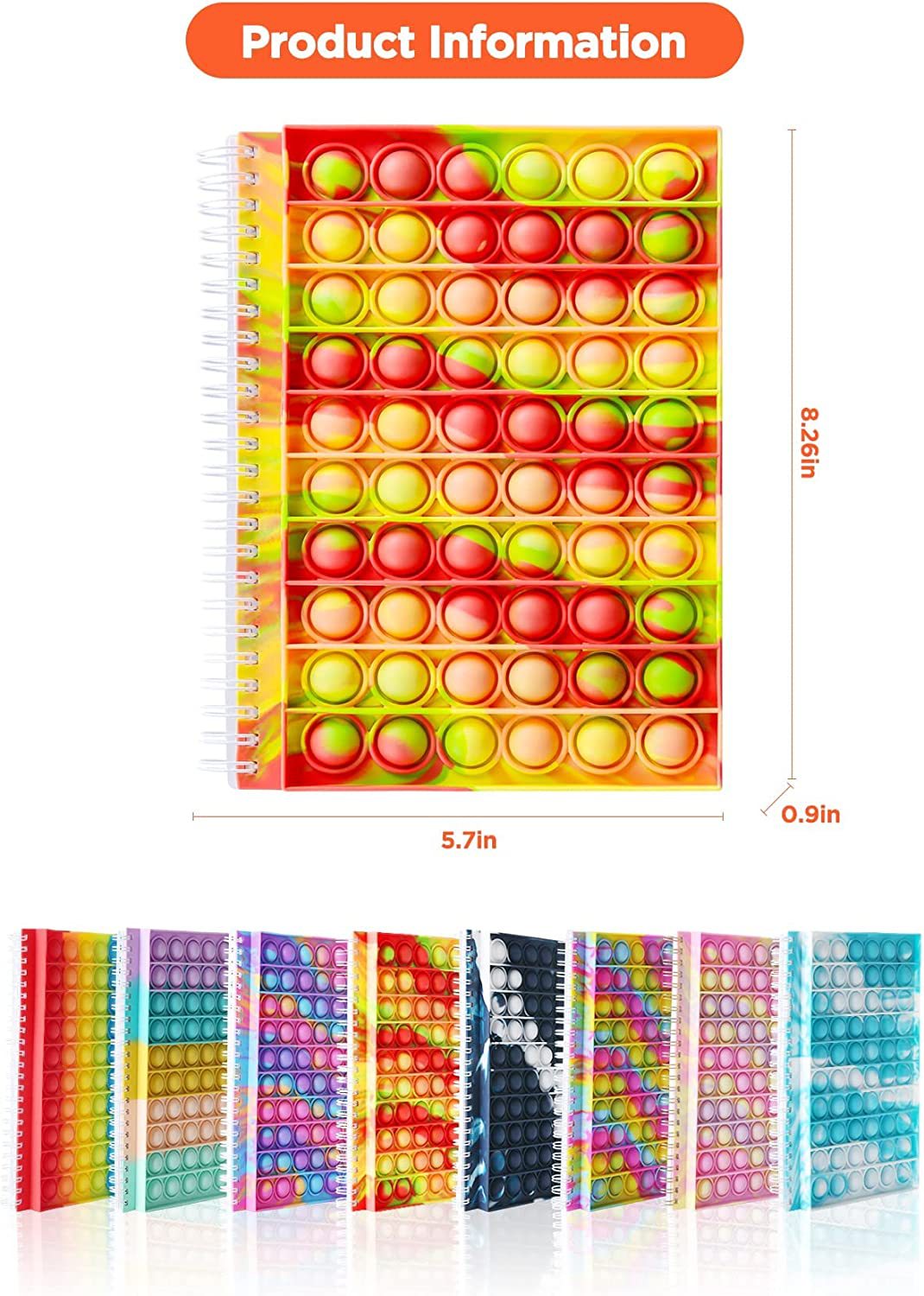 Factory wholesale cross-border rainbow bubble notebooks, customized silicone notebooks, educational student notepads