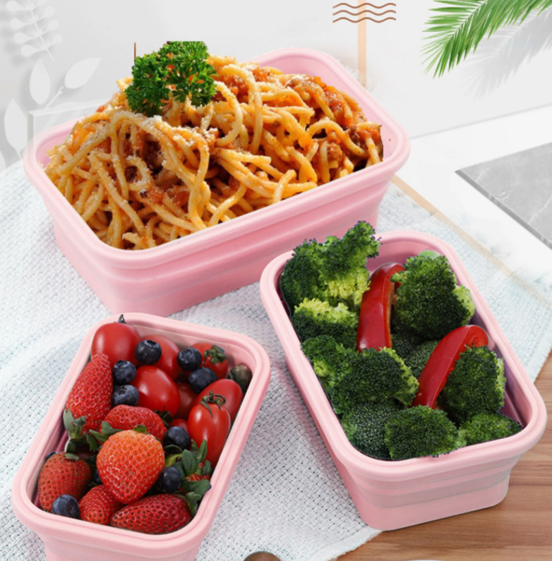 Silicone lunch box, foldable food-grade microwave silicone lunch box Specification image
