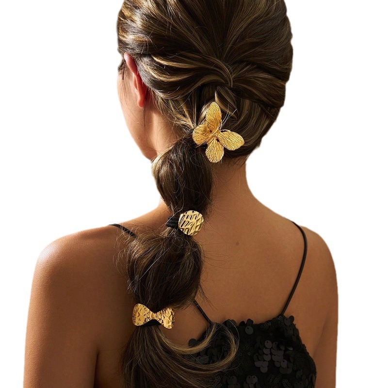 Cross-border explosive metal butterfly high elastic hair tie design simple hair tie back head hair tie Item Picture
