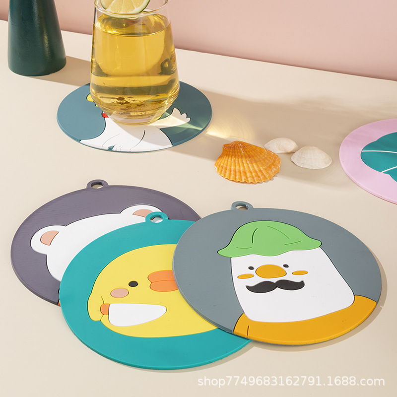Heat insulation pads, high-temperature resistant household coasters, clay pot pads, bowl and plate coasters, silicone heat-resistant pads, table MATS, cartoon placemats details Picture