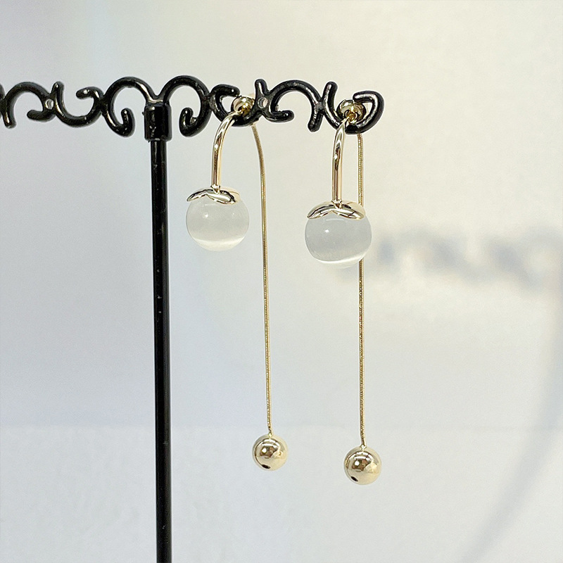 Obi's new S925 silver needle Opal high-grade earrings wholesale fashion women's earrings independent packaging Specification drawing
