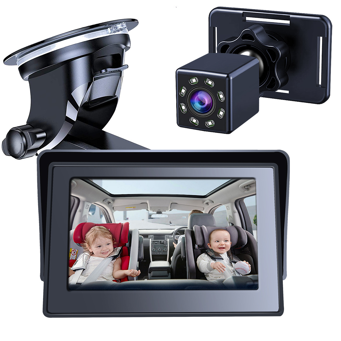 跨境4.3寸高清夜视车载婴儿镜监控器car baby mirror Monitor详情图1