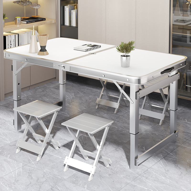 Aluminum alloy folding table, portable folding table for outdoor night market stalls, simple barbecue small table, folding dining table and chairs Application Scenario