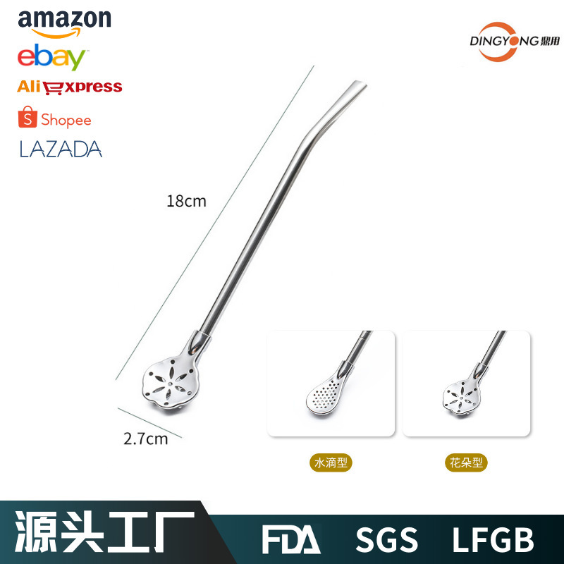 Cross-border bestseller Amazon 304 stainless steel detachable straw spoon, creative drink stirring and filtering spoon, foreign trade tableware Application Scenario